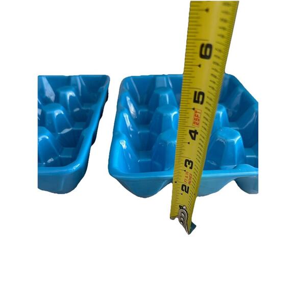 2 Ceramic Blue Egg Crates for Easter Eggs Refrigerator Jelly Belly Cupcake Dish - Picture 8 of 11